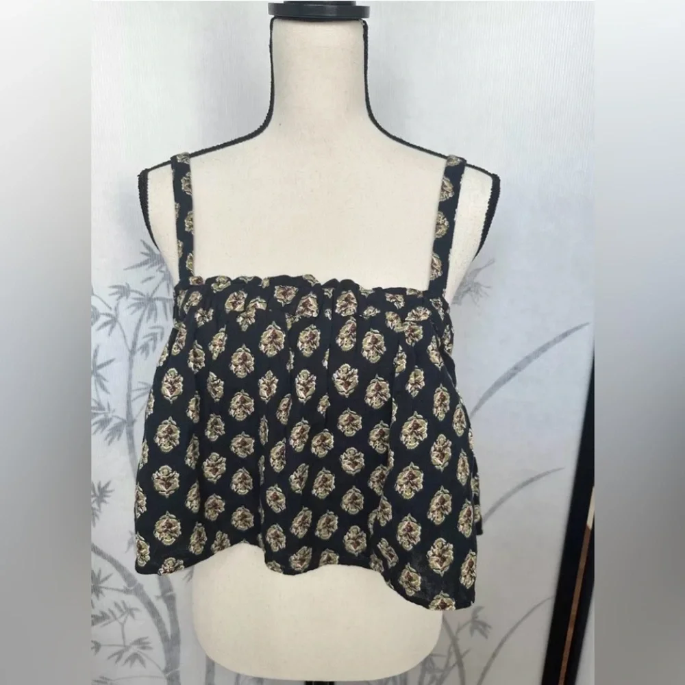 NWT Zara Black Floral Crop Top, Large - Picture 4 of 5